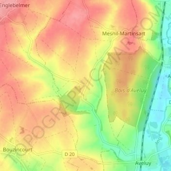 Martinsart地形图、海拔、地势