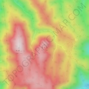 竜ヶ岳地形图、海拔、地势