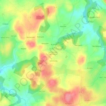 Lotissement Park Morvan地形图、海拔、地势