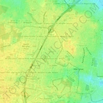 Le Chut地形图、海拔、地势