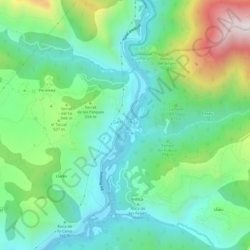Gerri de la Sal地形图、海拔、地势