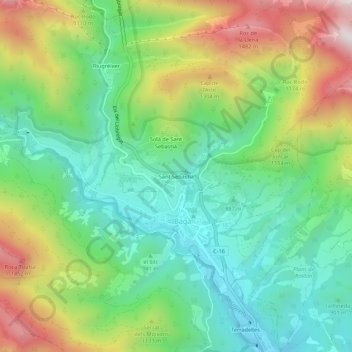 Sant Sebastià地形图、海拔、地势