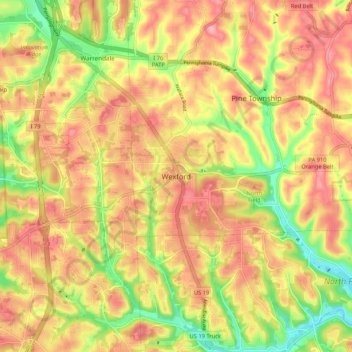 Wexford地形图、海拔、地势