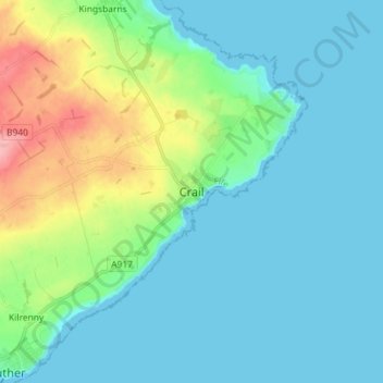 Crail地形图、海拔、地势