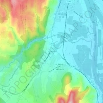 La Motte地形图、海拔、地势