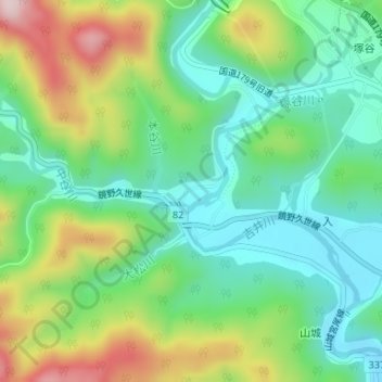 中谷地形图、海拔、地势
