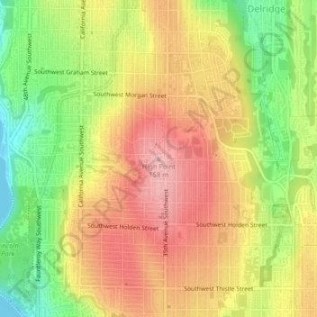 High Point地形图、海拔、地势