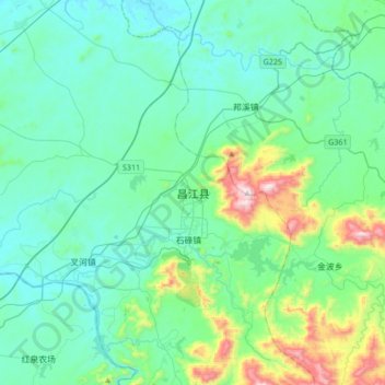 昌江县地形图、海拔、地势