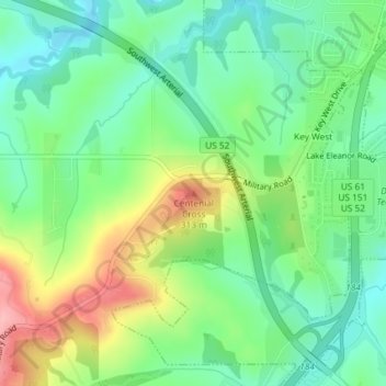 Centenial Cross地形图、海拔、地势