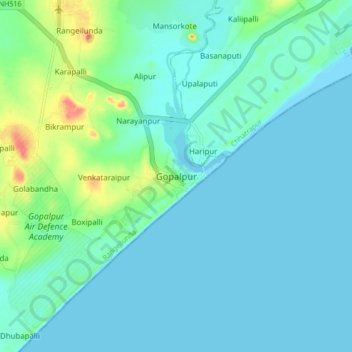 Gopalpur地形图、海拔、地势