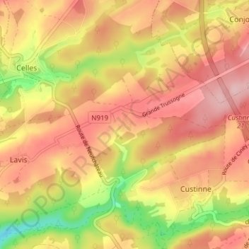 Grande Trussogne地形图、海拔、地势