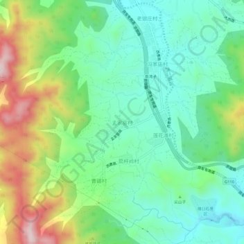 孟家窑村地形图、海拔、地势