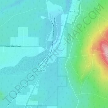Crescent地形图、海拔、地势