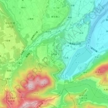 石門寮地形图、海拔、地势