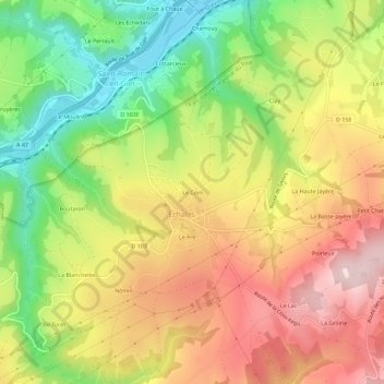Le Coin地形图、海拔、地势