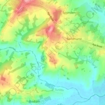 Sandhurst Cross地形图、海拔、地势