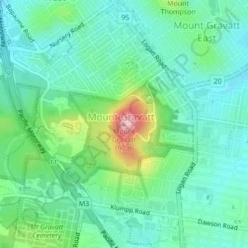 Mount Gravatt地形图、海拔、地势