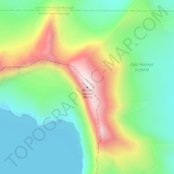 Mount Katmai地形图、海拔、地势