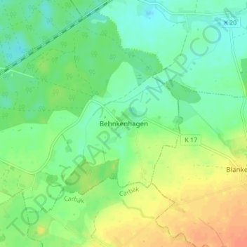 Behnkenhagen地形图、海拔、地势