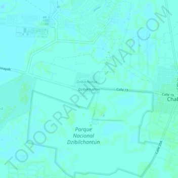 Dzibilchaltún地形图、海拔、地势