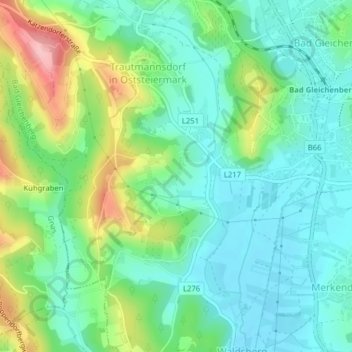 Blödenbach地形图、海拔、地势