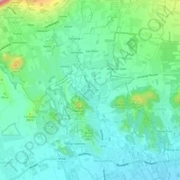 Borgo Eger地形图、海拔、地势