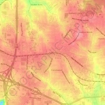 Guilford地形图、海拔、地势