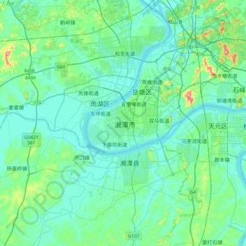 湘潭市地形图、海拔、地势