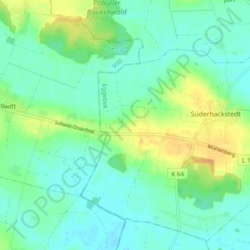 Koxbüll地形图、海拔、地势