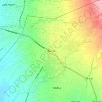 Murcia地形图、海拔、地势