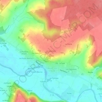 Les Availlons地形图、海拔、地势