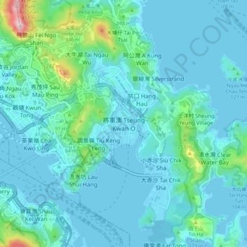 將軍澳地形图、海拔、地势