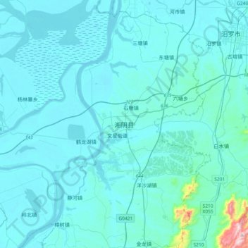 湘阴县地形图、海拔、地势
