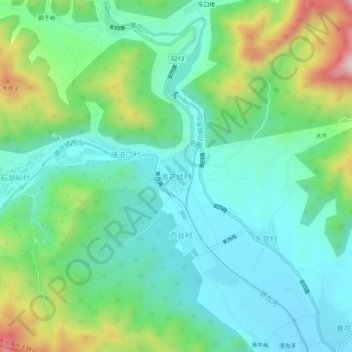 黄花城村地形图、海拔、地势
