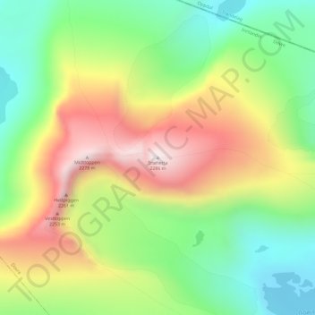 Snøhetta地形图、海拔、地势