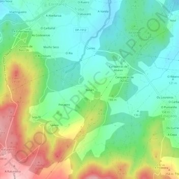 Buxán地形图、海拔、地势