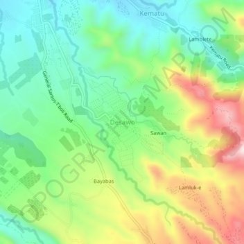 Desawo地形图、海拔、地势