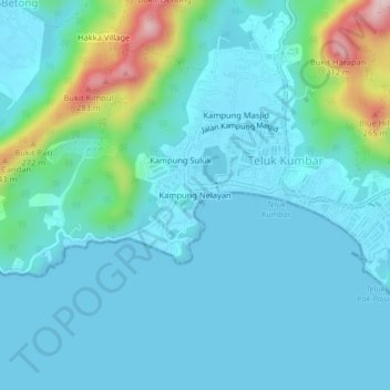 Nelayan Village地形图、海拔、地势