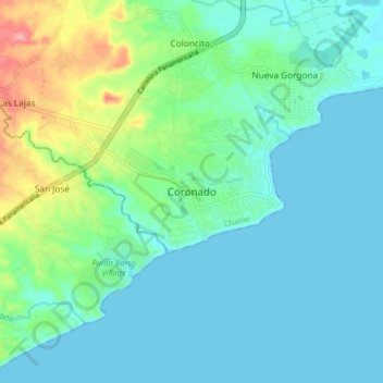 Coronado地形图、海拔、地势