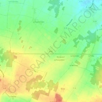 Joué地形图、海拔、地势