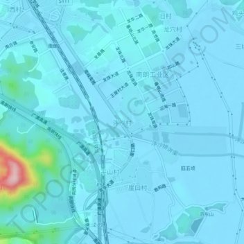 泮沙村地形图、海拔、地势