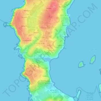 Kerincuff地形图、海拔、地势