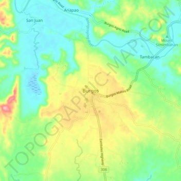 Burgos地形图、海拔、地势