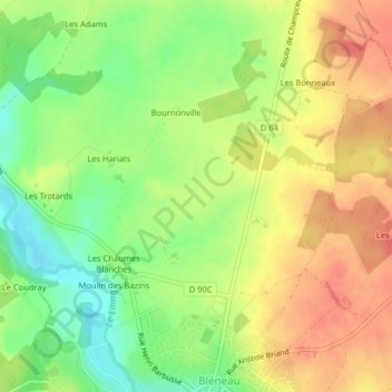 Velin地形图、海拔、地势