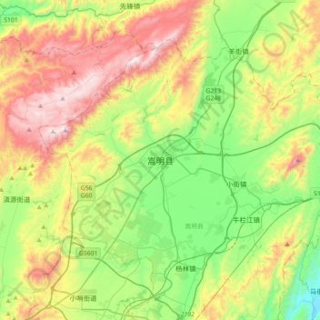 嵩明县地形图、海拔、地势
