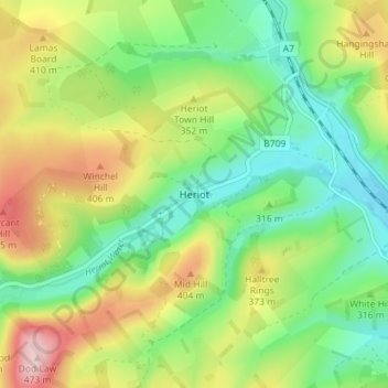 Heriot地形图、海拔、地势