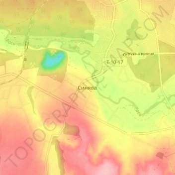 Синява地形图、海拔、地势