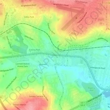 Wheless地形图、海拔、地势