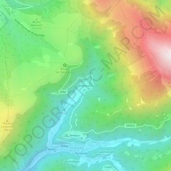 Vallestretta地形图、海拔、地势
