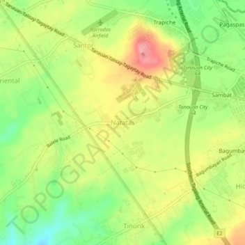 Natatas地形图、海拔、地势